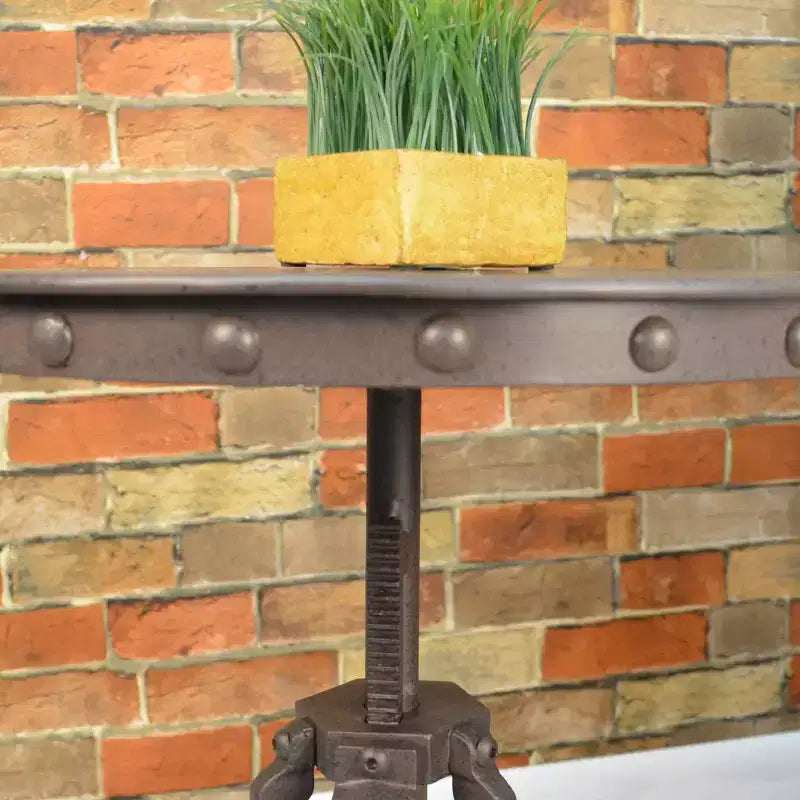 Carolina Living Tanvi - Table d'appoint industrielle à manivelle réglable : 61 cm de haut, métal rond, 45,7 cm de large