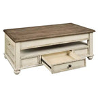 Table basse relevable Realyn Blanc/Brun - Signature Design by Ashley : Style Mid-Century, Rangement, Pieds en bois