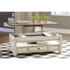 Table basse relevable Realyn Blanc/Brun - Signature Design by Ashley : Style Mid-Century, Rangement, Pieds en bois