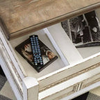Table basse relevable Realyn Blanc/Brun - Signature Design by Ashley : Style Mid-Century, Rangement, Pieds en bois