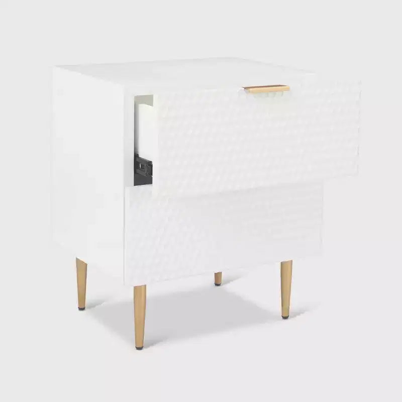 Table de chevet 2 tiroirs Jolie blanc - Adore Decor
