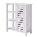 24/7 Shop At Home Bednar Storage Accent Cabinet White Oak: Modern Farmhouse Design, Shutter Doors, 6 Shelves