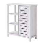 24/7 Shop At Home Bednar Storage Accent Cabinet White Oak: Modern Farmhouse Design, Shutter Doors, 6 Shelves
