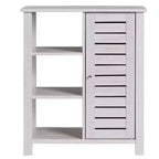 Armoire de rangement d'appoint Bednar blanc chêne 24h/24 et 7j/7 Shop At Home : Design moderne de ferme, portes à volets, 6 étagères