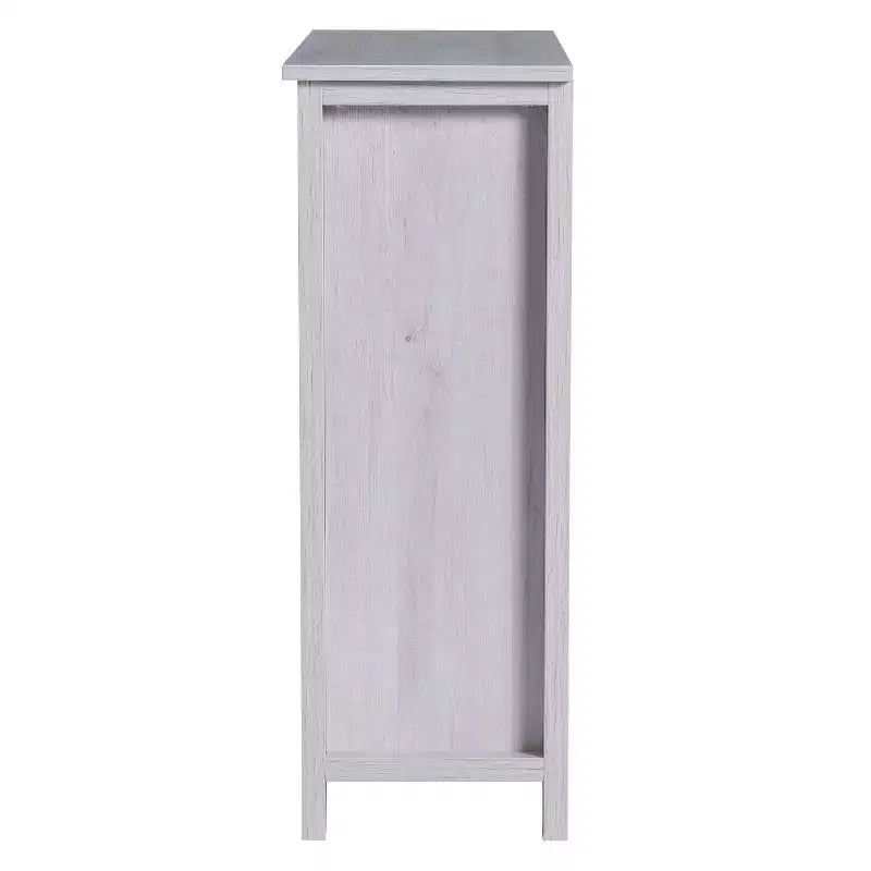 Armoire de rangement d'appoint Bednar blanc chêne 24h/24 et 7j/7 Shop At Home : Design moderne de ferme, portes à volets, 6 étagères
