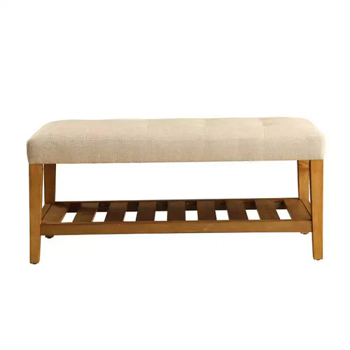 Acme Furniture Ottomans et bancs Charla Tissu beige/Finition chêne