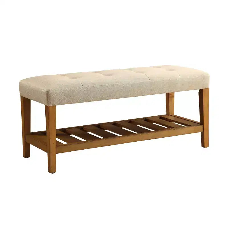 Acme Furniture Ottomans et bancs Charla Tissu beige/Finition chêne