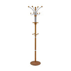Ore International 73" Coat Rack Metal/Oak Wood: 5 Hooks, Freestanding, Easy Adult Assembly