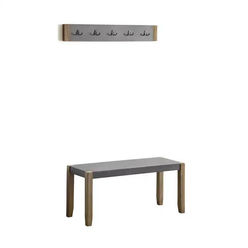 40" Davenport Coat Hook and Faux Concrete Bench Set Light Amber - Alaterre Furniture: Rustic Industrial, 5 Double Hooks