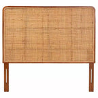 bali & pari Queen Size Caspia Rattan and Mahogany Wood Headboard Light Honey/Red Teak