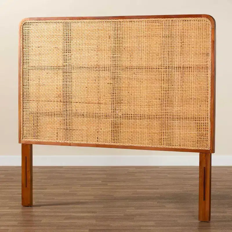 bali et pari Tête de lit Queen Size en rotin Caspia et bois d'acajou Miel clair/Teck rouge