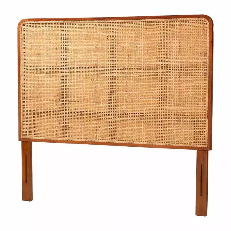 bali et pari Tête de lit Queen Size en rotin Caspia et bois d'acajou Miel clair/Teck rouge