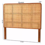 bali et pari Tête de lit Queen Size en rotin Caspia et bois d'acajou Miel clair/Teck rouge
