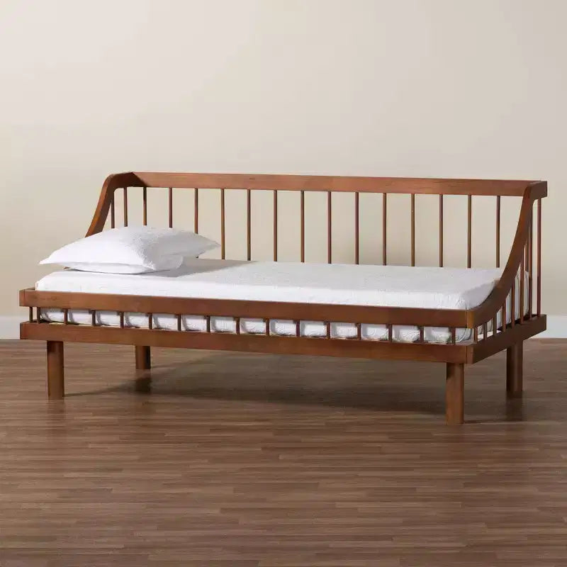 Lit de repos simple Baxton Studio Helio en bois noyer brun