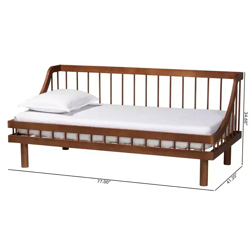 Lit de repos simple Baxton Studio Helio en bois noyer brun