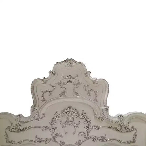 Lit Californian King 97 po en finition blanc cassé Dresden – Meubles Acme : design traditionnel, pieds griffes, similicuir