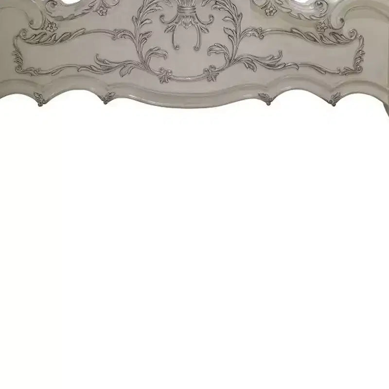 Lit Californian King 97 po en finition blanc cassé Dresden – Meubles Acme : design traditionnel, pieds griffes, similicuir