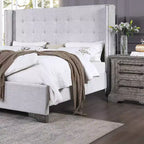 Lit king size de 90" Artesia avec capitonnage sans boutons et cadre en bois - Meubles Acme
