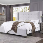 Lit king size de 90" Artesia avec capitonnage sans boutons et cadre en bois - Meubles Acme