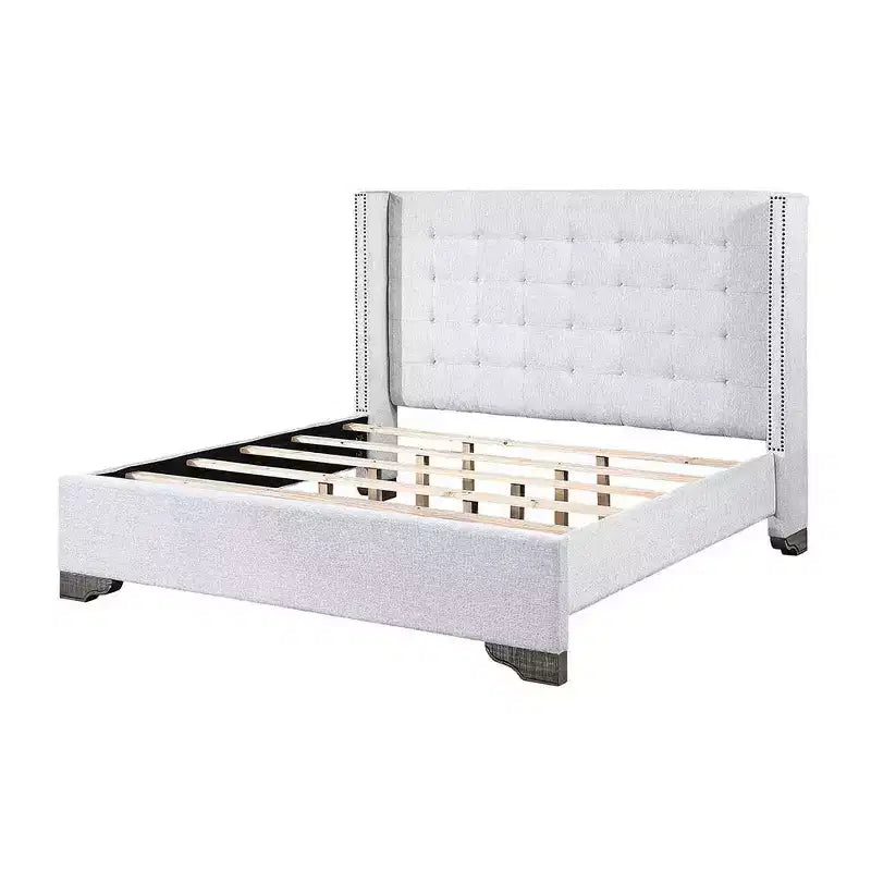 Lit king size de 90" Artesia avec capitonnage sans boutons et cadre en bois - Meubles Acme