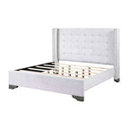 Lit king size de 90" Artesia avec capitonnage sans boutons et cadre en bois - Meubles Acme