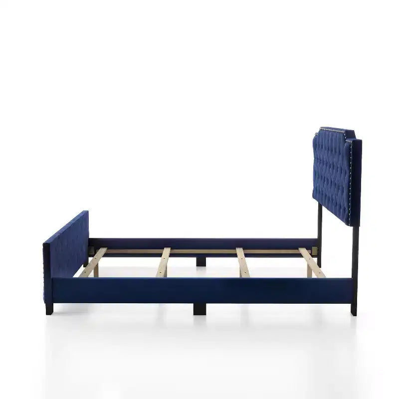 LITS : Intérieur + Extérieur Lit capitonné California King Frostveil avec clous décoratifs Bleu marine