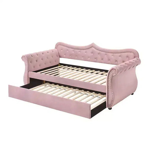 Acme Furniture Twin/Full Adkins Bed Pink Velvet
