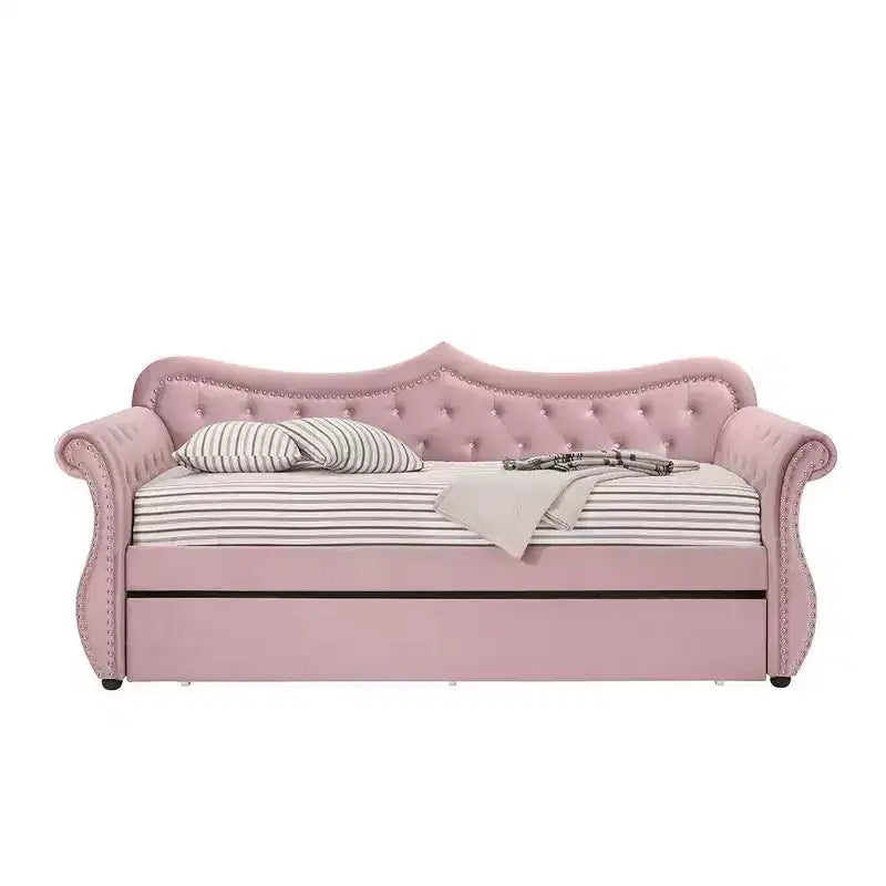 Lit Adkins Acme Furniture deux places/double velours rose
