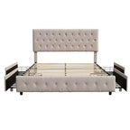 Lit plateforme de rangement double Amias Brassex beige