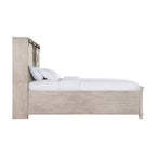 Lit plate-forme de rangement Queen Jack blanc - Picket House Furnishings : style campagnard avec rangements dans la tête et le pied de lit