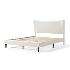 Lit plateforme capitonné en bouclé moderne avec dossier ailé Queen Heartwild blanc, en vente 24h/24 et 7j/7