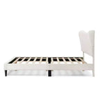 Lit plateforme capitonné en bouclé moderne avec dossier ailé Queen Heartwild blanc, en vente 24h/24 et 7j/7