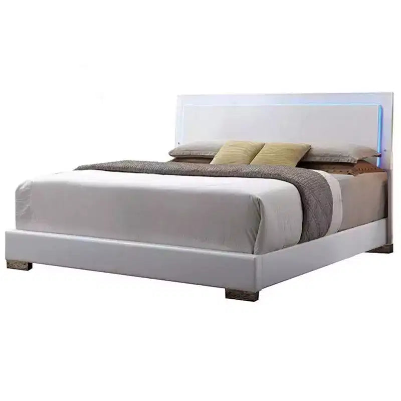 Lit Queen size Lorimar de 85 pouces avec lumière LED et tête de lit en similicuir - Acme Furniture