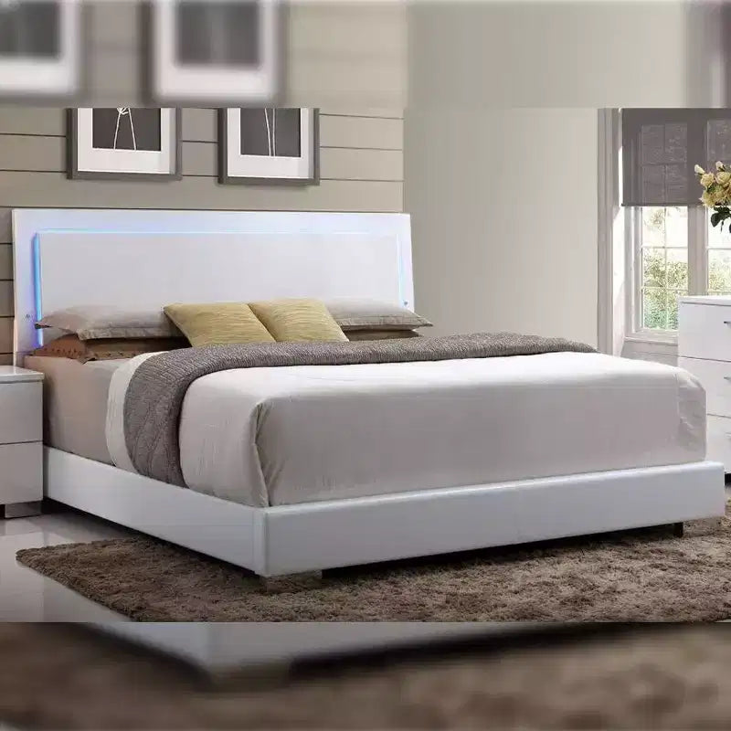 Lit Queen size Lorimar de 85 pouces avec lumière LED et tête de lit en similicuir - Acme Furniture