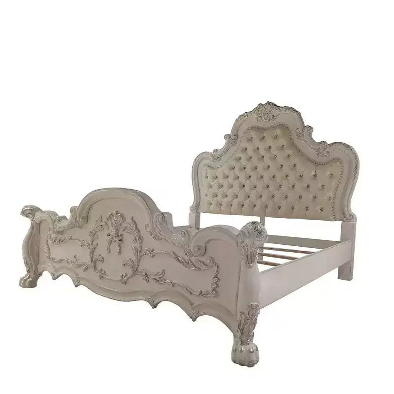 Lit Queen 91 po Dresden en cuir synthétique et fini blanc cassé - Acme Furniture