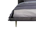 Lit Queen Size Métis 91" Cuir Pleine Fleur Gris - Acme Furniture : Style Industriel Moderne, Pieds en Métal, Rembourrage Moelleux