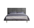 Lit Queen Size Métis 91" Cuir Pleine Fleur Gris - Acme Furniture : Style Industriel Moderne, Pieds en Métal, Rembourrage Moelleux