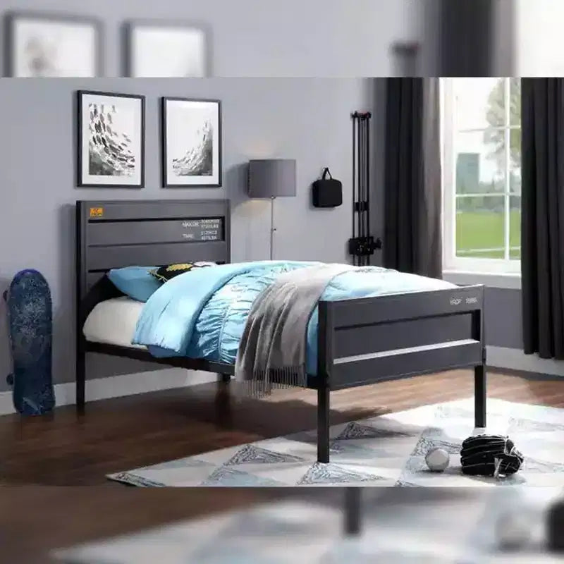 Cargo Lit complet 79 po Gris acier - Acme Furniture : Mobilier de chambre d'adolescent contemporain en métal, pas besoin de sommier tapissier