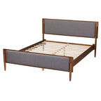 Lit plateforme King Powers en tissu et bois Baxton Studio : design mi-siècle, rembourré de mousse, sommier tapissier non requis
