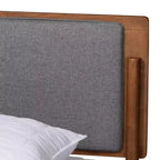 Lit plateforme King Powers en tissu et bois Baxton Studio : design mi-siècle, rembourré de mousse, sommier tapissier non requis
