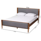 Lit plateforme King Powers en tissu et bois Baxton Studio : design mi-siècle, rembourré de mousse, sommier tapissier non requis