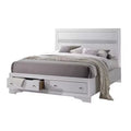 84" Queen Bed Naima Bed White - Acme Furniture: Contemporary Glossy Platform with Built-In Storage