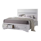 84" Queen Bed Naima Bed White - Acme Furniture: Contemporary Glossy Platform with Built-In Storage
