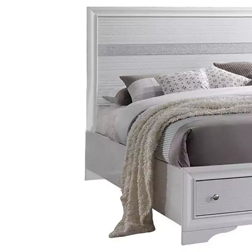 Lit Queen Naima de 84 po blanc - Acme Furniture : Plateforme contemporaine brillante avec rangement intégré