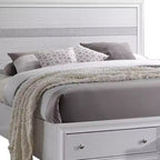 Lit Queen Naima de 84 po blanc - Acme Furniture : Plateforme contemporaine brillante avec rangement intégré