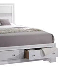 Lit Queen Naima de 84 po blanc - Acme Furniture : Plateforme contemporaine brillante avec rangement intégré