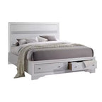 Lit Queen Naima de 84 po blanc - Acme Furniture : Plateforme contemporaine brillante avec rangement intégré