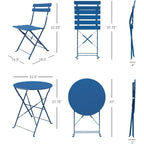 Ensemble bistrot pliant en métal 3 pièces, salon de conversation intérieur/extérieur résistant aux intempéries pour patio, cour, jardin