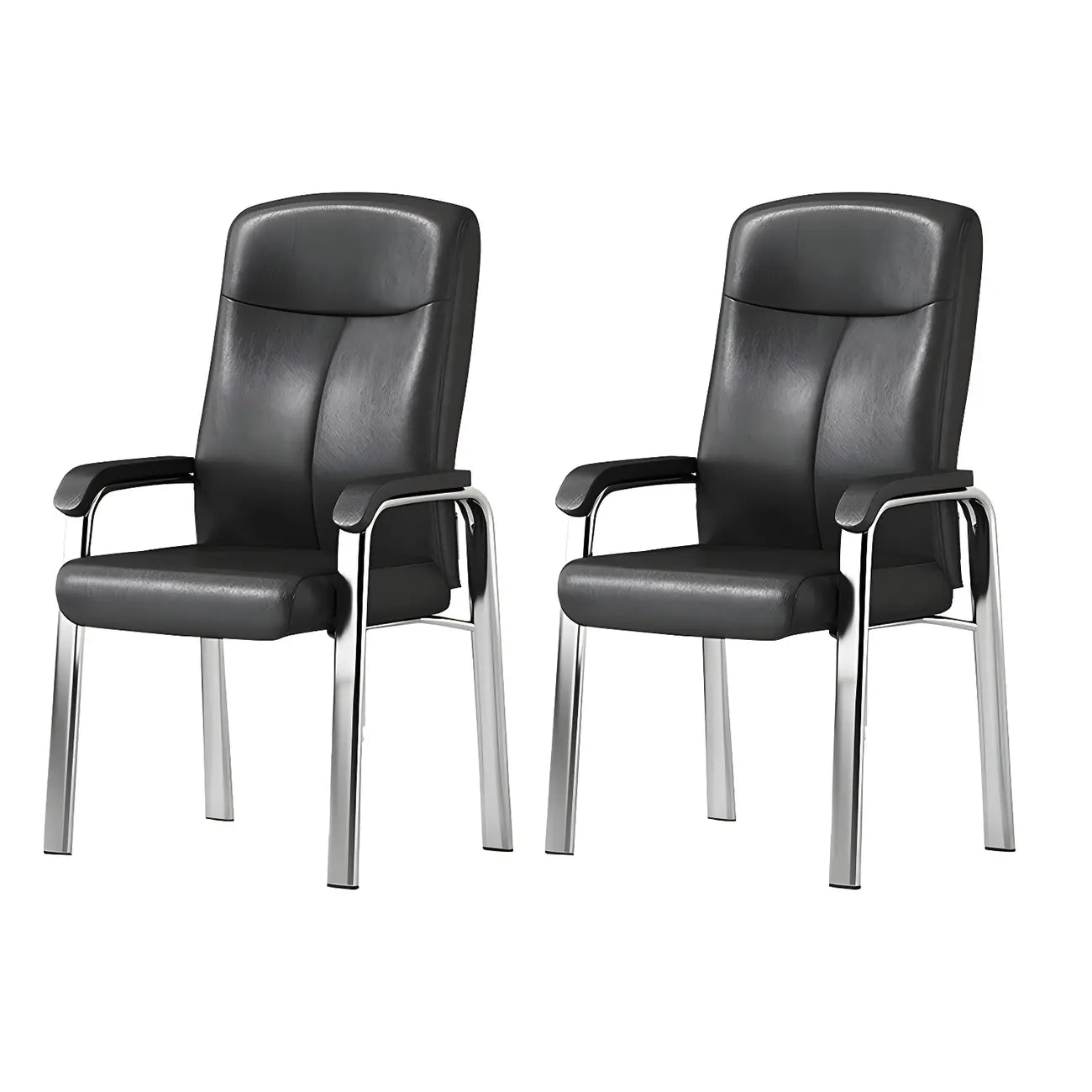 Chaise de bureau HomeyFad moderne en cuir et métal à 4 pieds avec accoudoirs