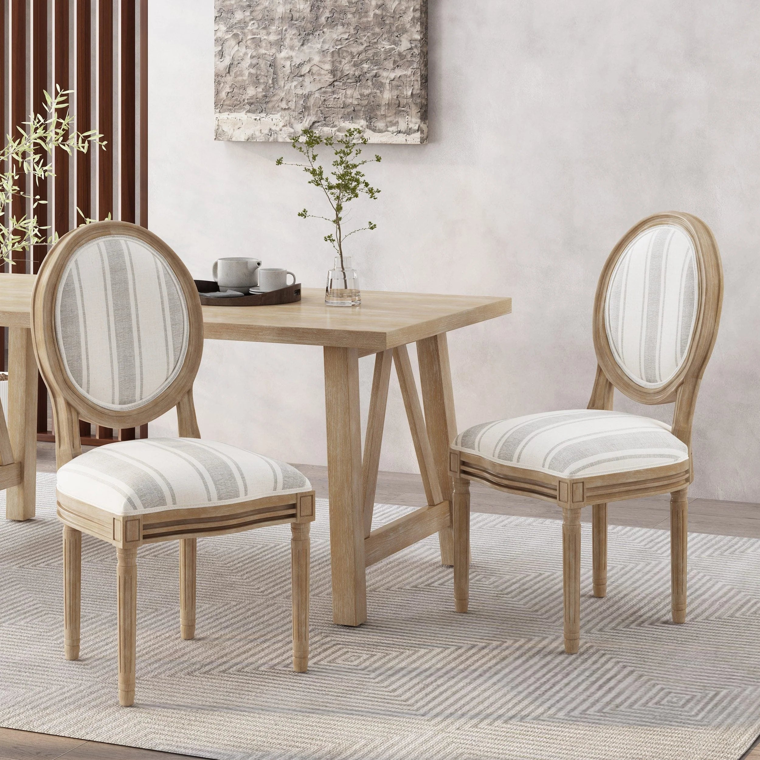Chaises de salle à manger en tissu de style campagnard français - NH419413